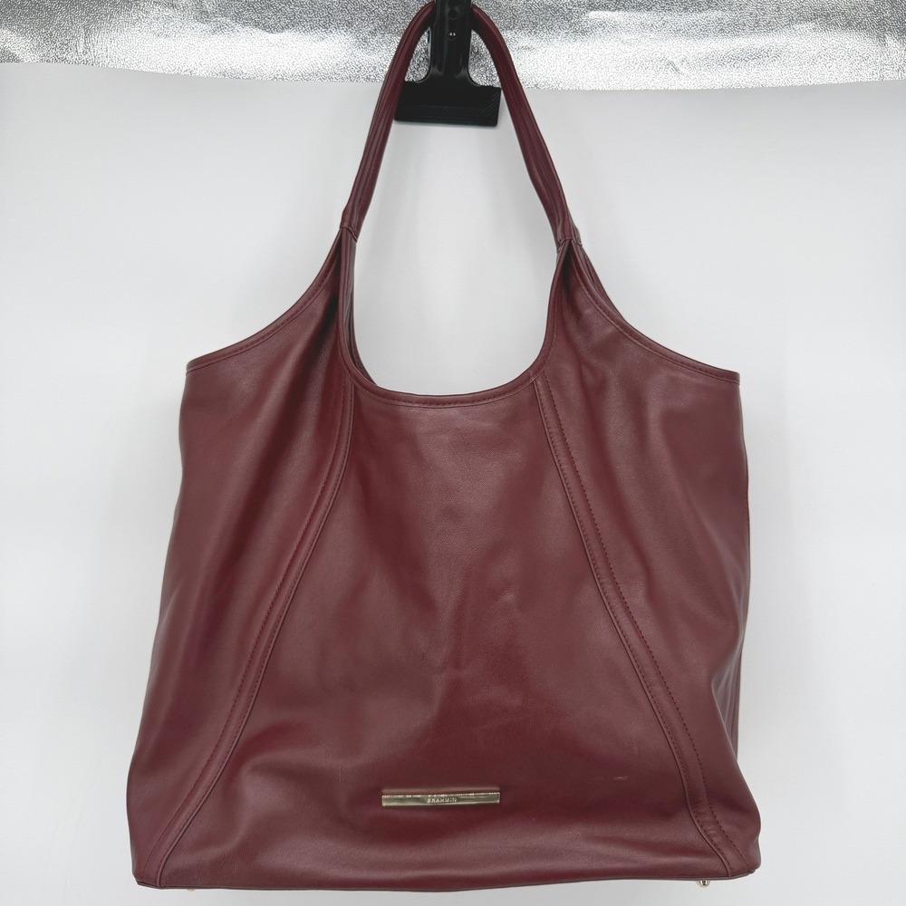 Brahmin Ionia Tote Shoulder Bag Handbag Smooth Leather Cherry w/ Clothโ Bag
